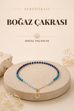 SERTİFİKALI Lapis Lazuli-Sodalit-Akuamarin-Kalsedon-Apatit Doğal Taş Boğaz Çakra Kolye ODT231