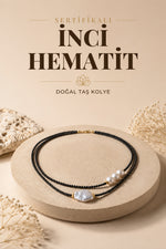 SERTİFİKALI İnci-Hematit Doğal Taş Kolye ODT153