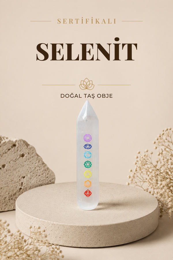 SERTİFİKALI Selenit Doğal Taş Çakra Obje ODT094