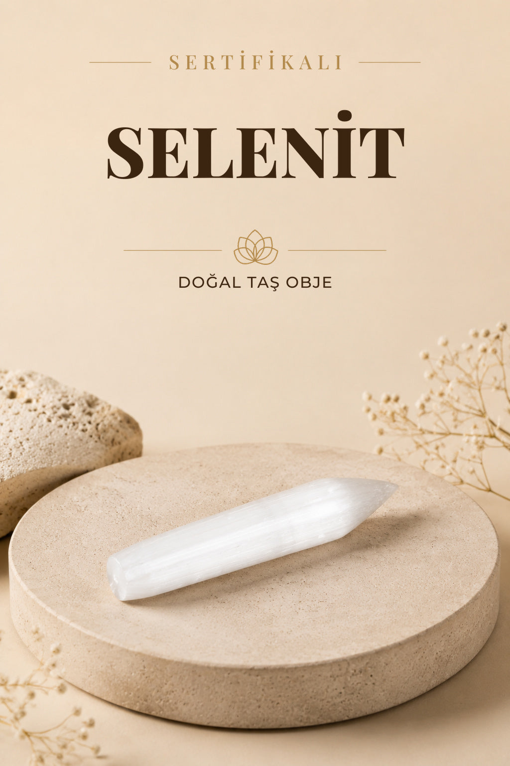 SERTİFİKALI Selenit Doğal Taş Obje ODT093