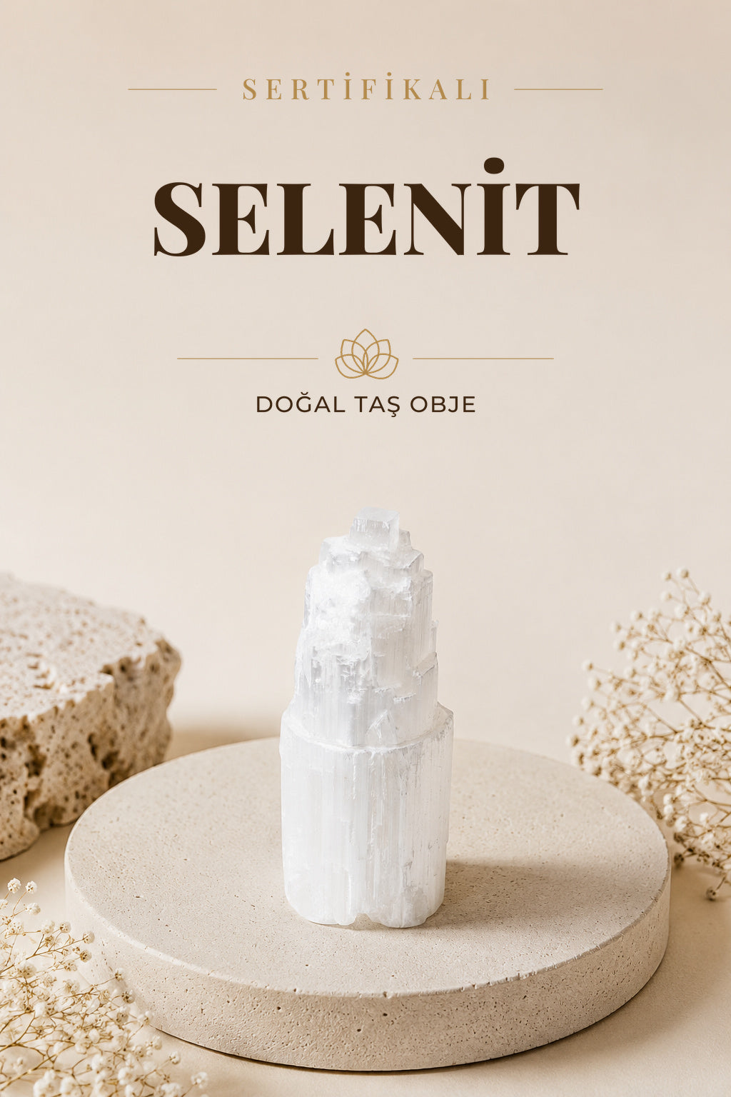 SERTİFİKALI Selenit Doğal Taş Lamba ODT078