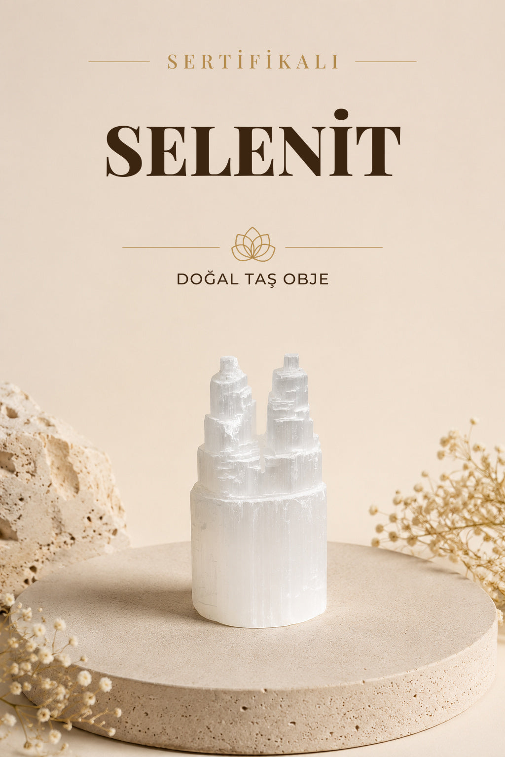 SERTİFİKALI Selenit Doğal Taş Lamba ODT077