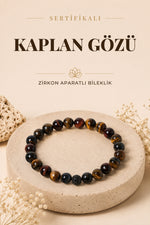 Sertifikalı Renkli Kaplan Gözü Doğal Taş Zirkon Aparatlı Bileklik ODT097