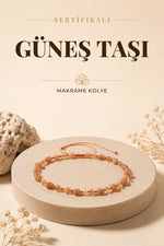 Sertifikalı Doğal Taş Güneş Taşı-SitrinNaturel Kesim Makrome Kolye ODT014