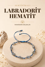 Sertifikalı Doğal Taş Labradorit-Hematit Naturel Kesim Makrome Bileklik ODT010