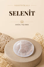 Sertifikalı Selenit Doğal Taş Yuvarlak Tabak No:6 P086