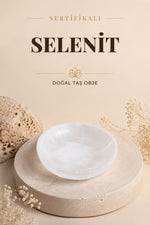 Sertifikalı Selenit Doğal Taş Yuvarlak Tabak No:5 P084