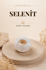 Sertifikalı Selenit Doğal Taş Dekorafit Mumluk P079