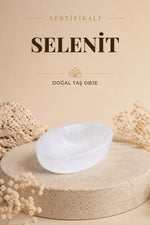 Sertifikalı Selenit Doğal Taş Elips Tabak No:6 P078