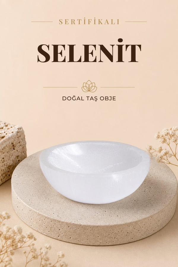 Sertifikalı Selenit Doğal Taş Elips Tabak No:2 P074