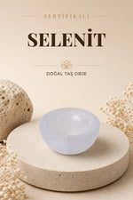 Sertifikalı Selenit Doğal Taş Yuvarlak Tabak No:3 P062