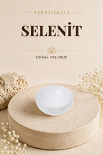 Sertifikalı Selenit Doğal Taş Yuvarlak Tabak No:1 P055