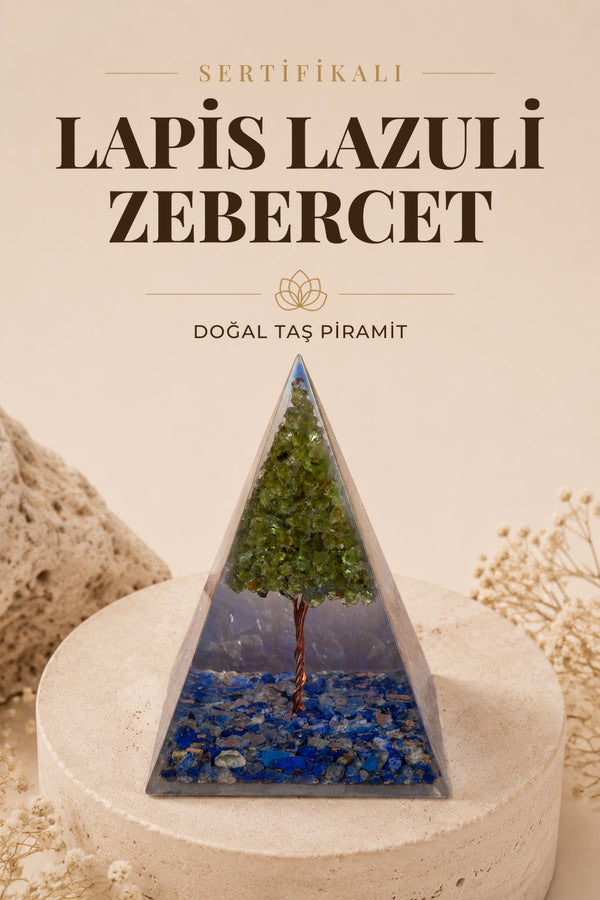Sertifikalı Lapis Lazuli-Zebercet Doğal Taş Piramit P037