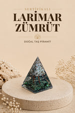Sertifikalı Larimar-Zümrüt Doğal Taş Piramit P030