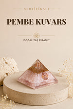Sertifikalı Pembe Kuvars Doğal Taş Piramit No:3 P026