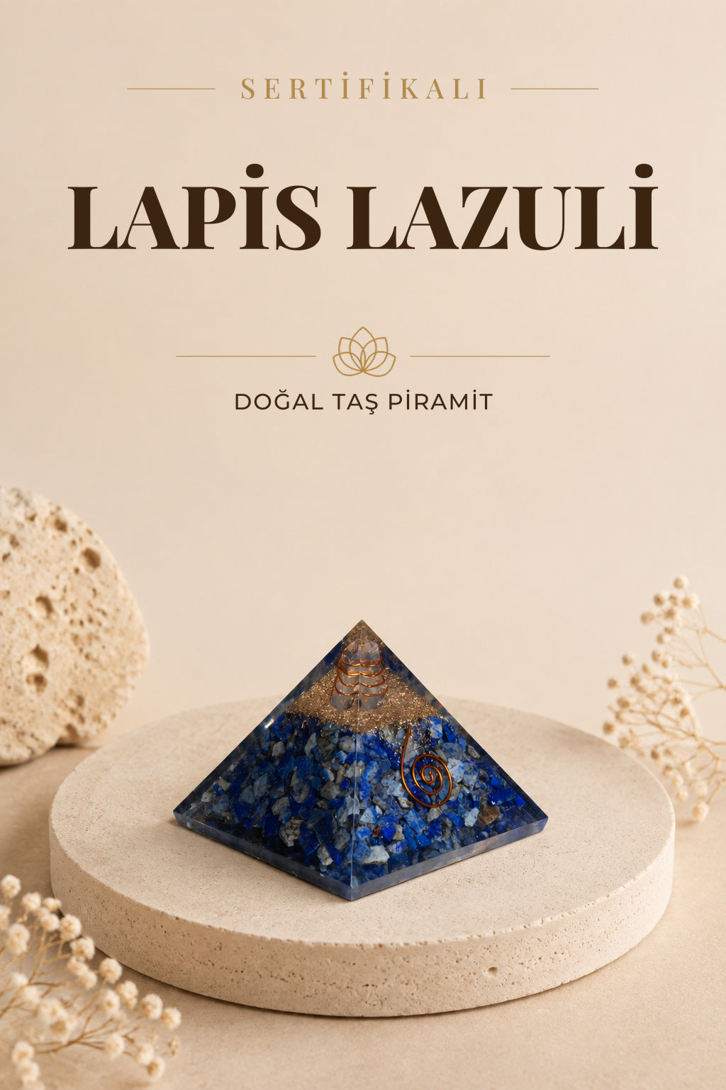 Sertifikalı Lapis Lazuli Doğal Taş Piramit No:2 P024