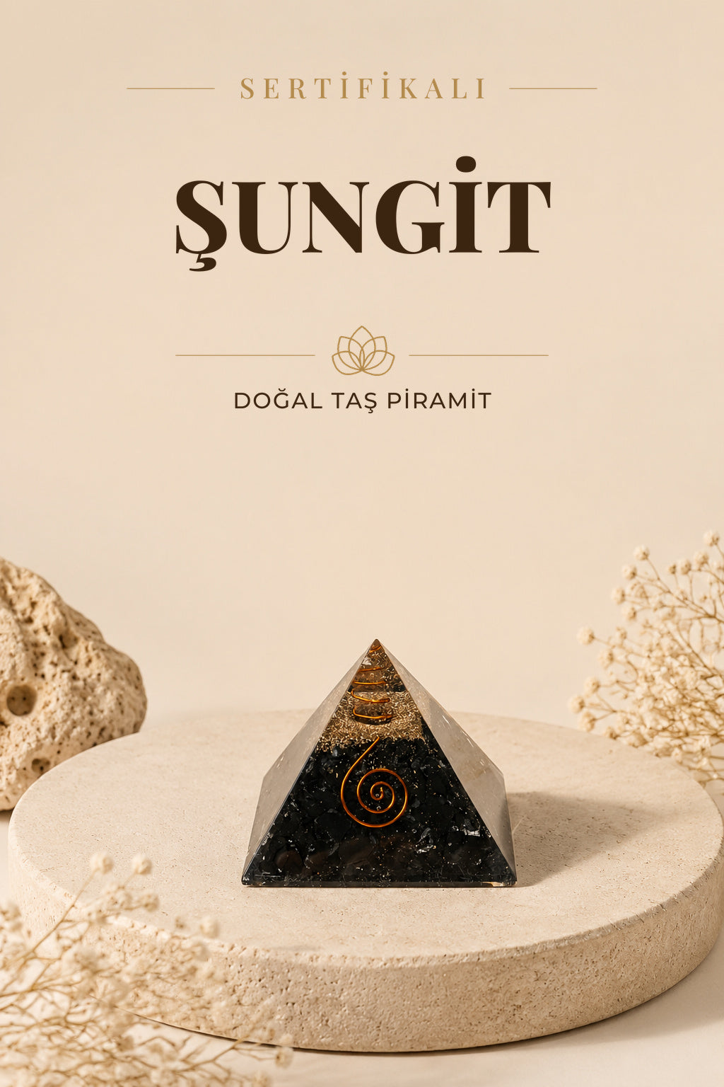 Sertifikalı Şungit Doğal Taş Piramit No:2 P022