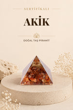 Sertifikalı Akik Doğal Taş Piramit No:2 P018