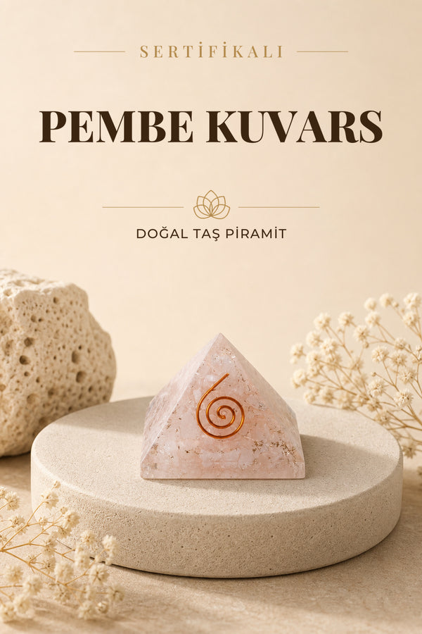 Sertifikalı Pembe Kuvars Doğal Taş Piramit No:2 P010