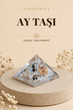 Sertifikalı Ay Taşı Doğal Taş Piramit No:1 P008