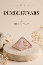 Sertifikalı Pembe Kuvars Doğal Taş Piramit No:1 P007