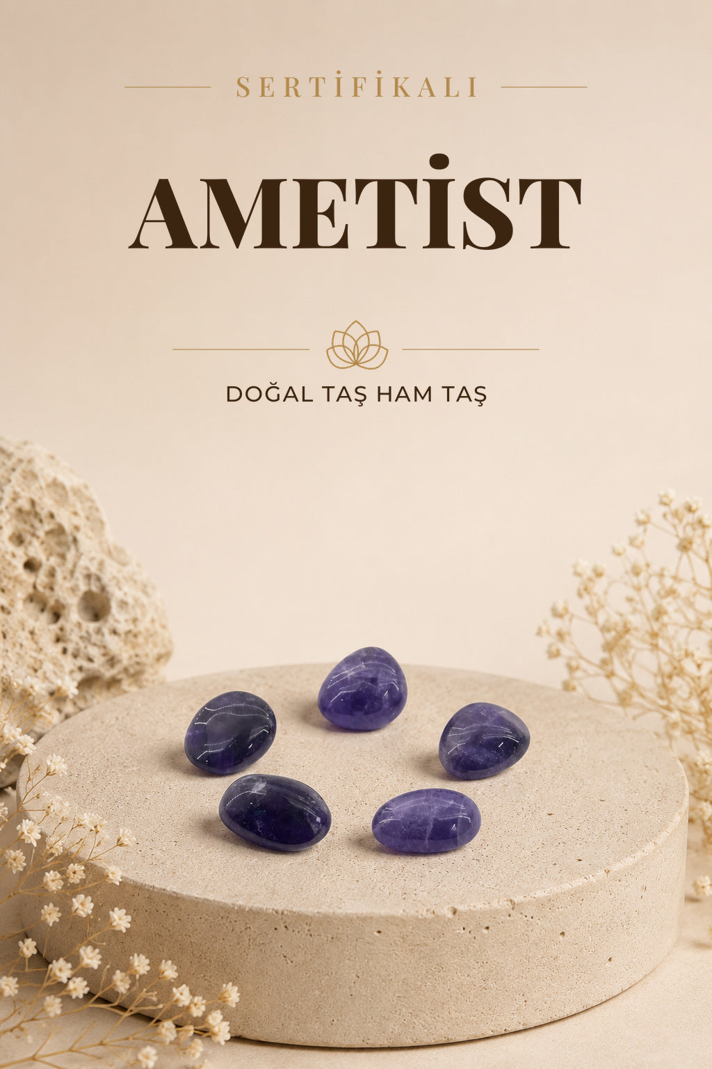 Sertifikalı Ametist Tımbıl Taş