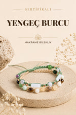 SERTİFİKALI Yengeç Burcu Doğal Taş İkili Makrome Bileklik