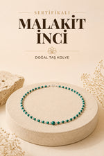 SERTİFİKALI Malahite İnci Doğal Taş Kolye