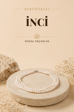 SERTİFİKALI İnci Doğal Taş 925 Ayar Gümüş Kolye