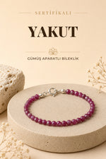 SERTİFİKALI Yakut Doğal Taş Fasetli Gümüş Aparatlı Bileklik 4 mm