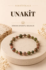 SERTİFİKALI Unakit Doğal Taş Zirkon Aparat Bileklik 6-8 mm