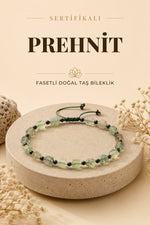 SERTİFİKALI Prehnit Fasetli Doğal Taş Özel Kesim Bileklik 6 mm