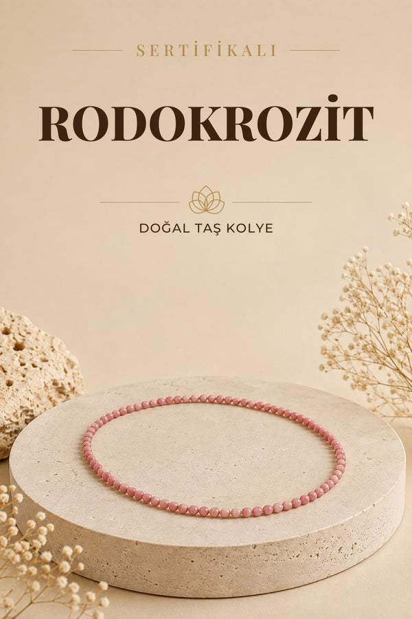 SERTİFİKALI Rodokrozit Doğal Taşı Kolye