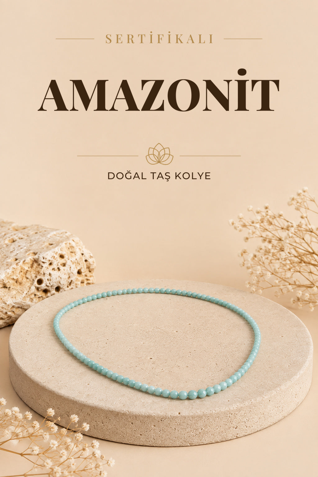 Sertifikalı Amazonit Doğal Taş Kolye – İç Huzuru ve Şıklık Bir Arada