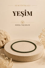 Sertifikalı Yeşim Doğal Taş Koyu Yeşil Kolye