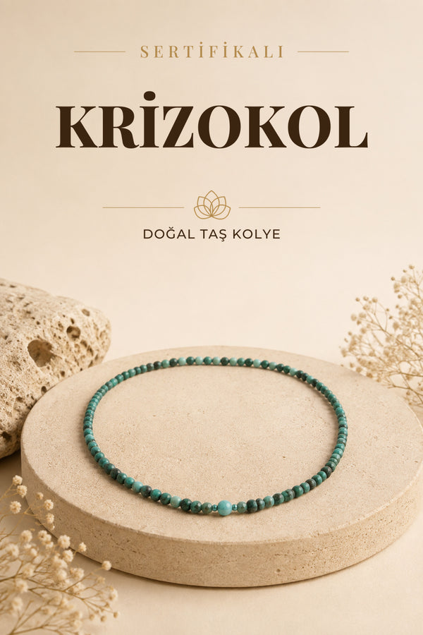 Sertifikalı Krizokol Doğal Taş Kolye – İçsel Huzur ve İfade Gücü