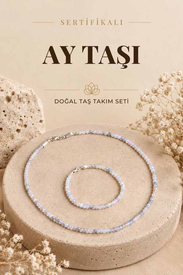 Sertifikalı Ay Taşı Doğal Taş Takım Seti