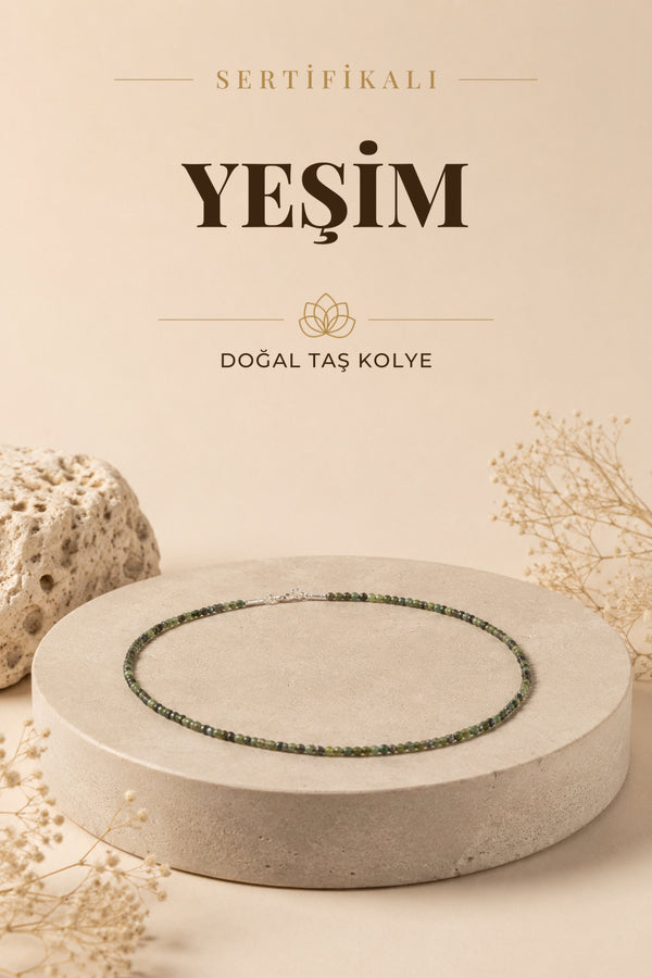 Sertifikalı Yeşim Doğal Taş Kolye