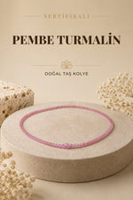 Sertifikalı Pembe Turmalin Doğal Taş Kolye
