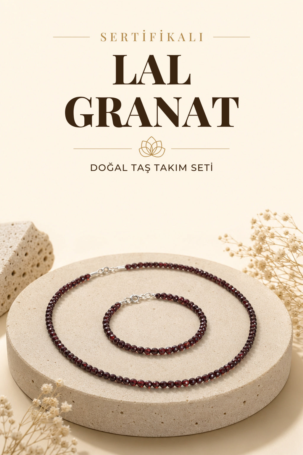 Sertifikalı Lal (Granat) Doğal Taş Takım Seti