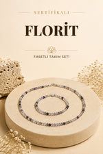 Sertifikalı Doğal Florit 3-4 mm Fasetli Kesim Kolye ve Bileklik Seti