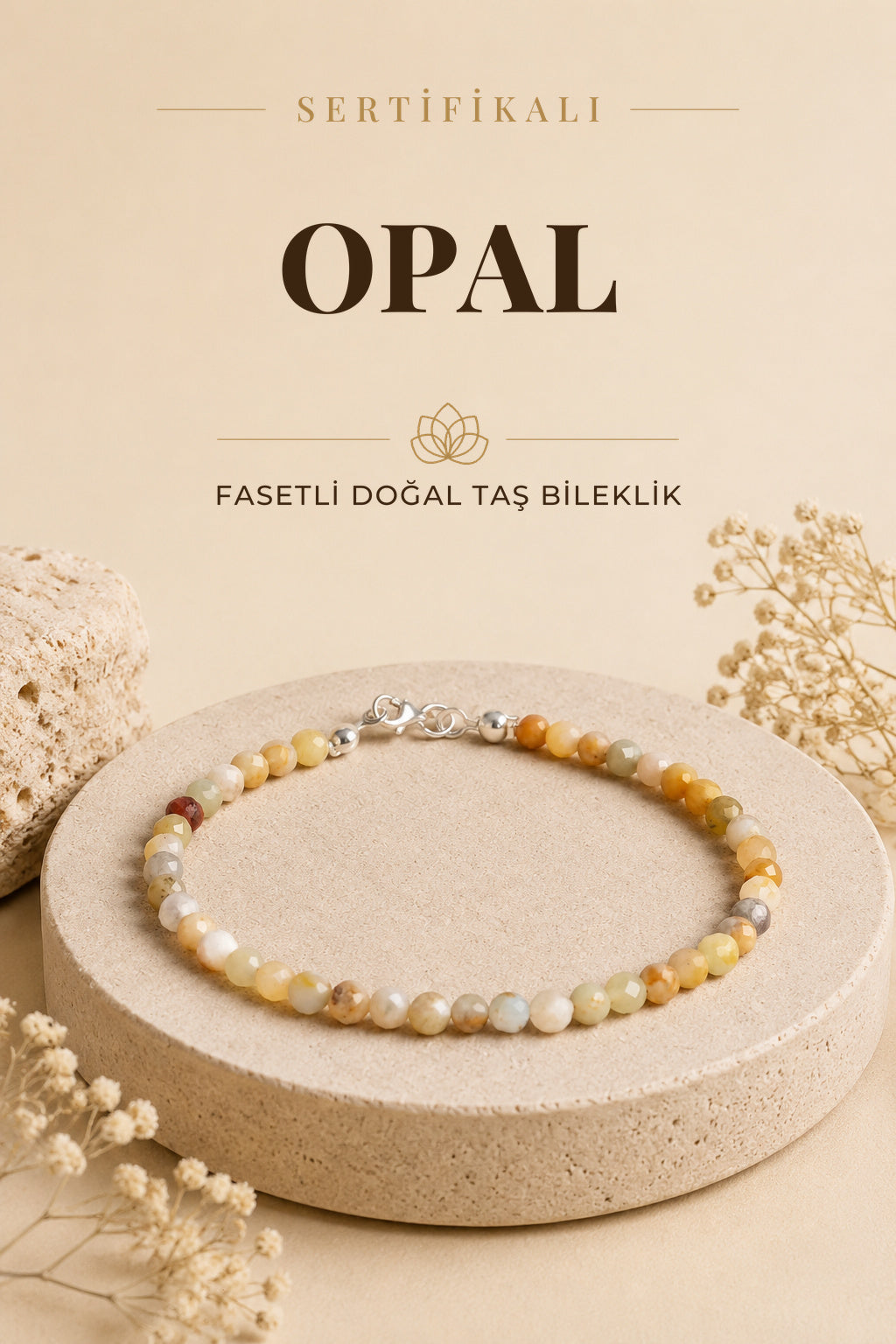 Sertifikalı Opal 3-4 mm Fasetli Kesim Doğal Taş Bileklik