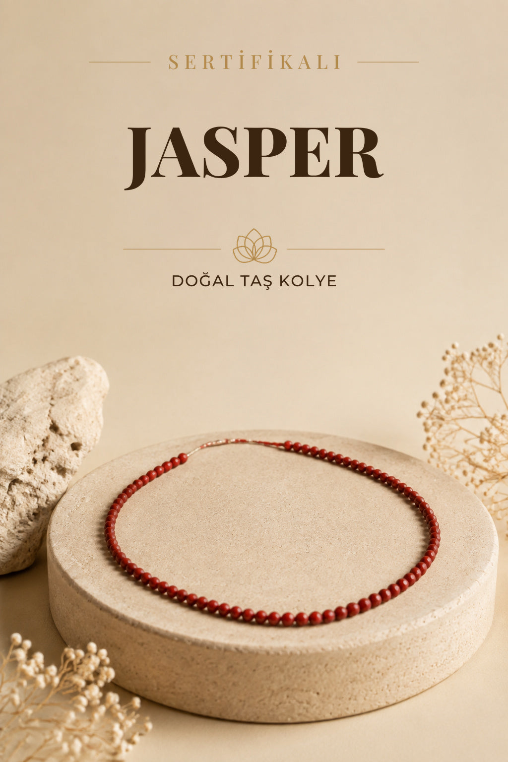 Sertifikalı Jasper Doğal Taş Kolye – Dengeleyici Enerjiyle Şıklık