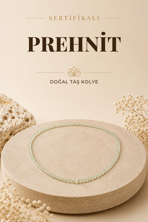Sertifikalı Prehnit Doğal Taşı Zarif Kolye