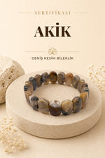 Sertifikalı Hakiki Orijinal Akik Taş Geniş Kesim Bileklik 1. Sınıf Kalite