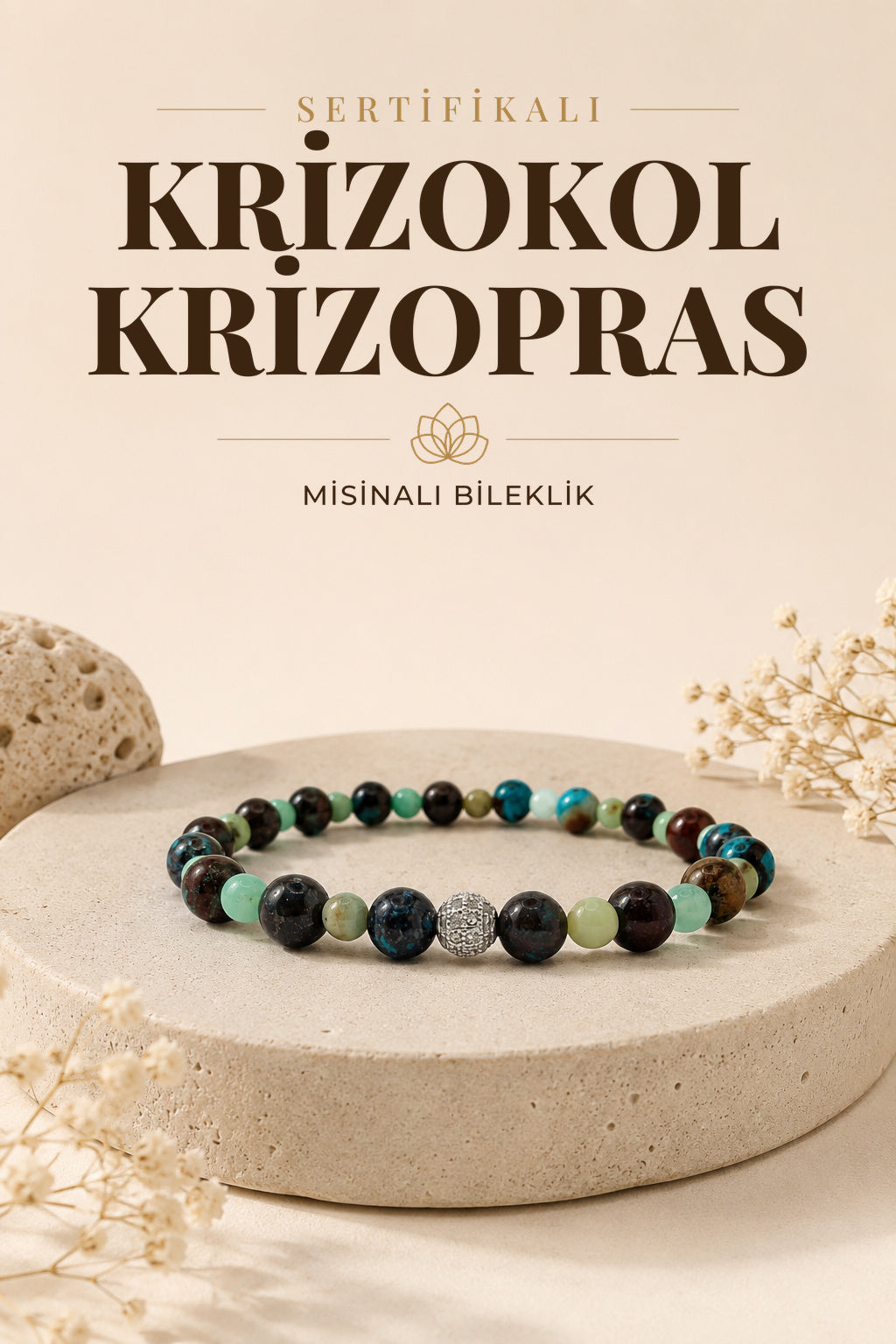 Sertifikalı Hakiki orijinal Krizokol Krizopras Doğal Taş Misinalı Bileklik 4mm 6mm