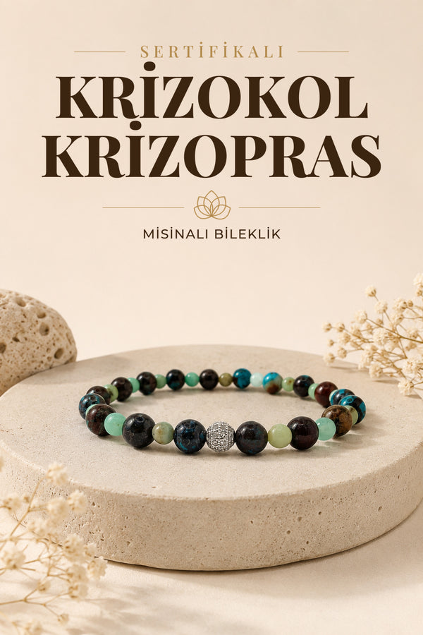 Sertifikalı Hakiki orijinal Krizokol Krizopras Doğal Taş Misinalı Bileklik 4mm 6mm