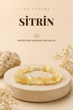 Sitrin Doğal Taş Merdiven Kapama İpli Bileklik 8mm