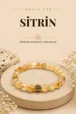 Sitrin Doğal Taş Bileklik Zirkon Aparatlı 8mm