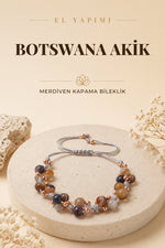Botswana Akik Doğal Taş Merdiven Kapama Bileklik Özel Tasarım